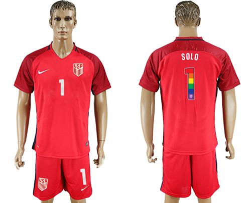 USA #1 Solo Red Rainbow Soccer Country Jersey